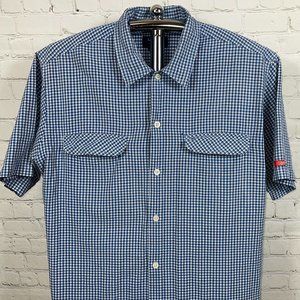 VINTAGE 90'S SPLIT MEN'S CASUAL BUTTON UP SHORT SLEEVE SHIRT
